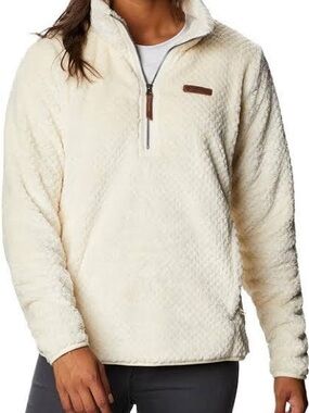 Columbia Cream Fire Side Sherpa Quarter Zip Large